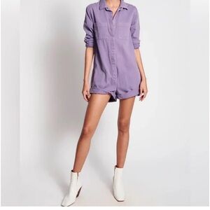 ONE TEASPOON Purple Jumpsuit Prophecy Purple Dove Romper Shorts Long Sleeve